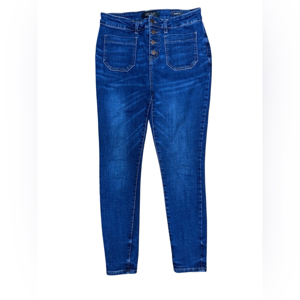 Judy Blue Jeans Button Fly Skinny Fit High-Rise Size 11 Patch Pockets JB88134